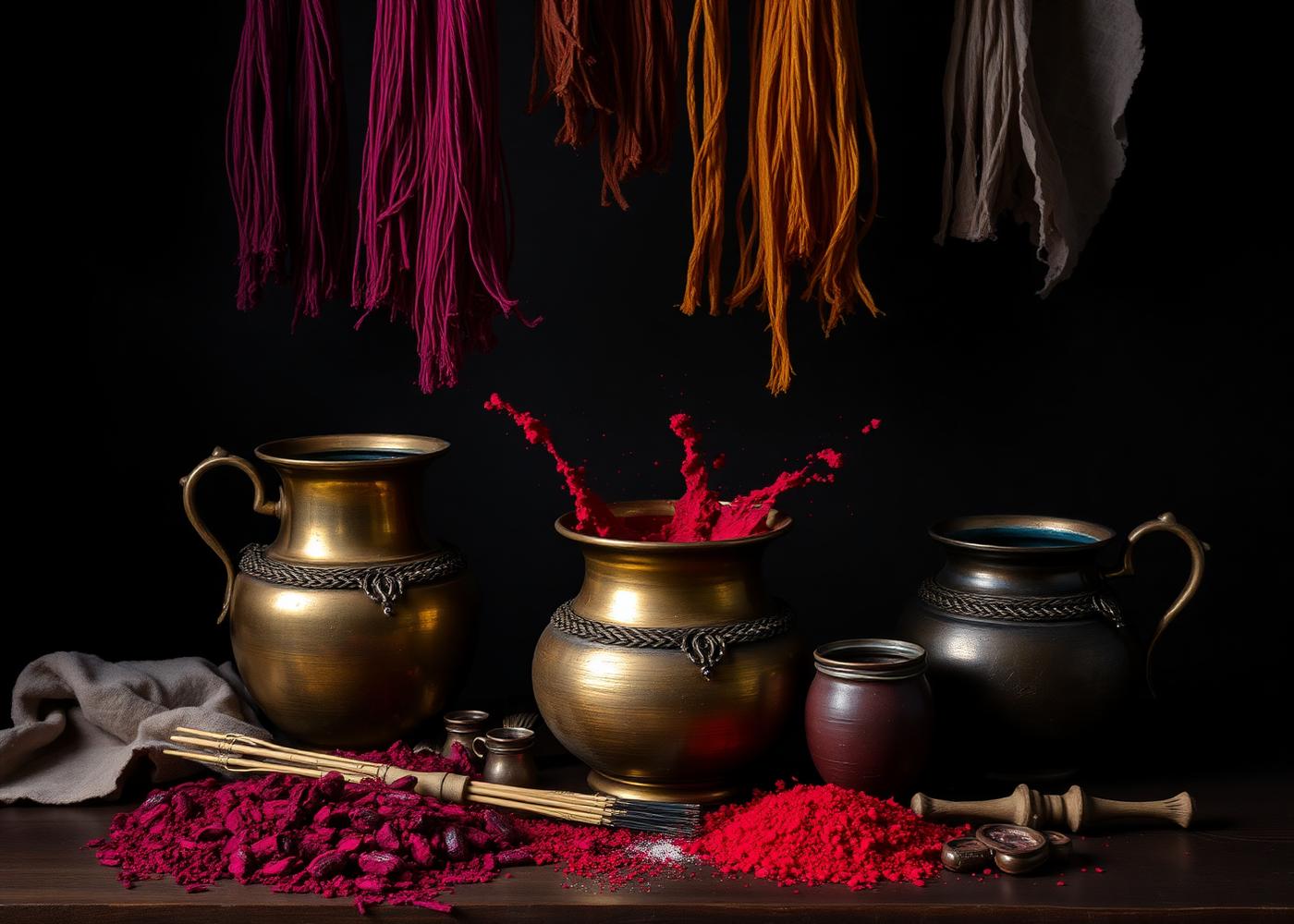 Natural dyes in brass vessels